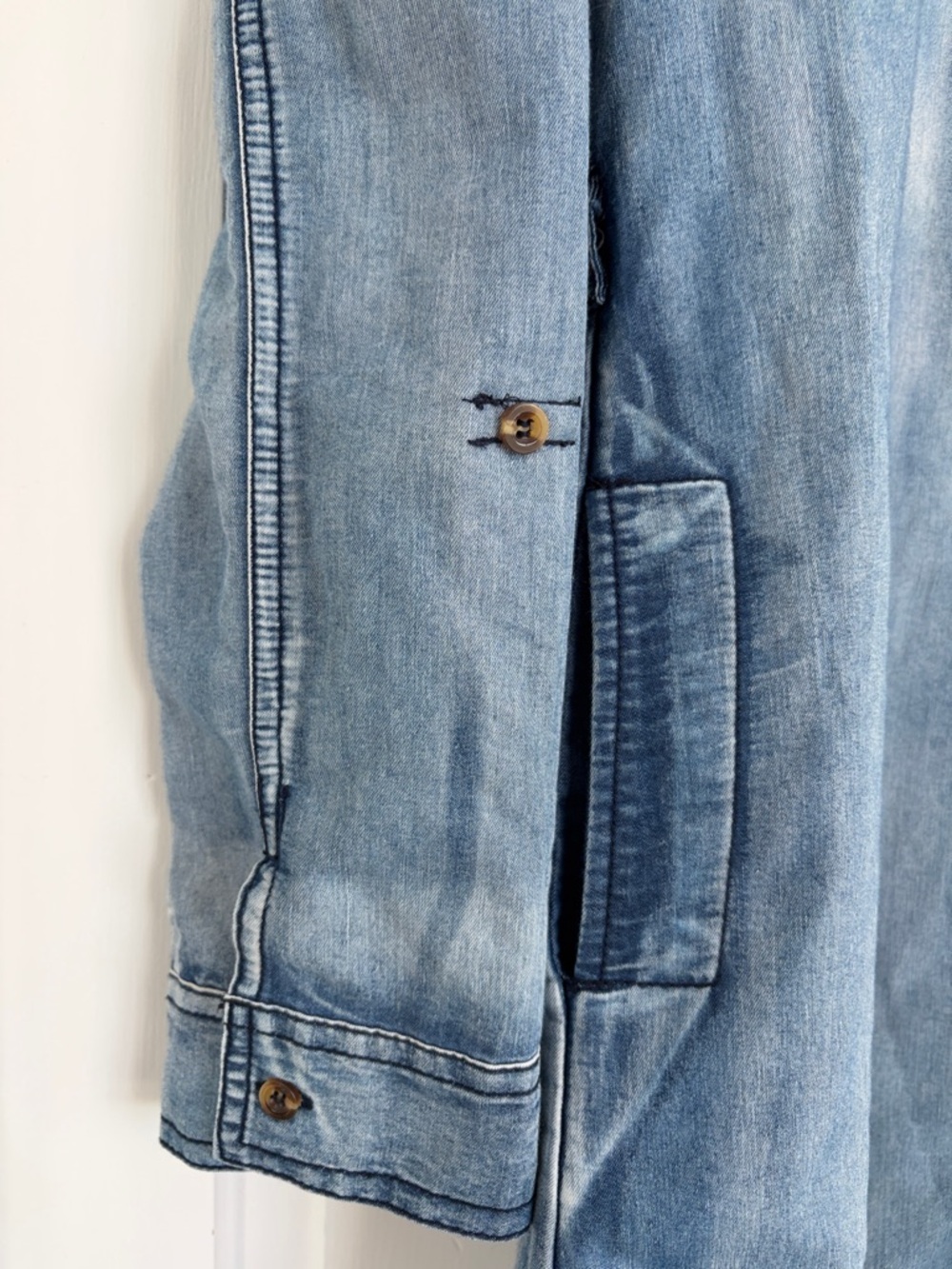 Sweet Wanderer Light Blue Denim Shirt Jacket Dress Size Large Junior’s. - Picture 5 of 6